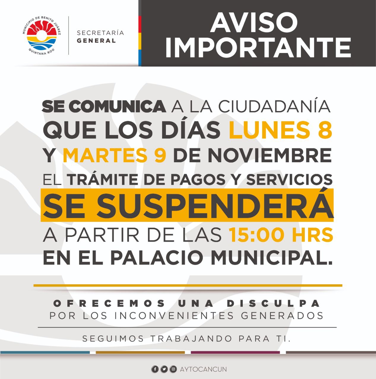 AVISO IMPORTANTE