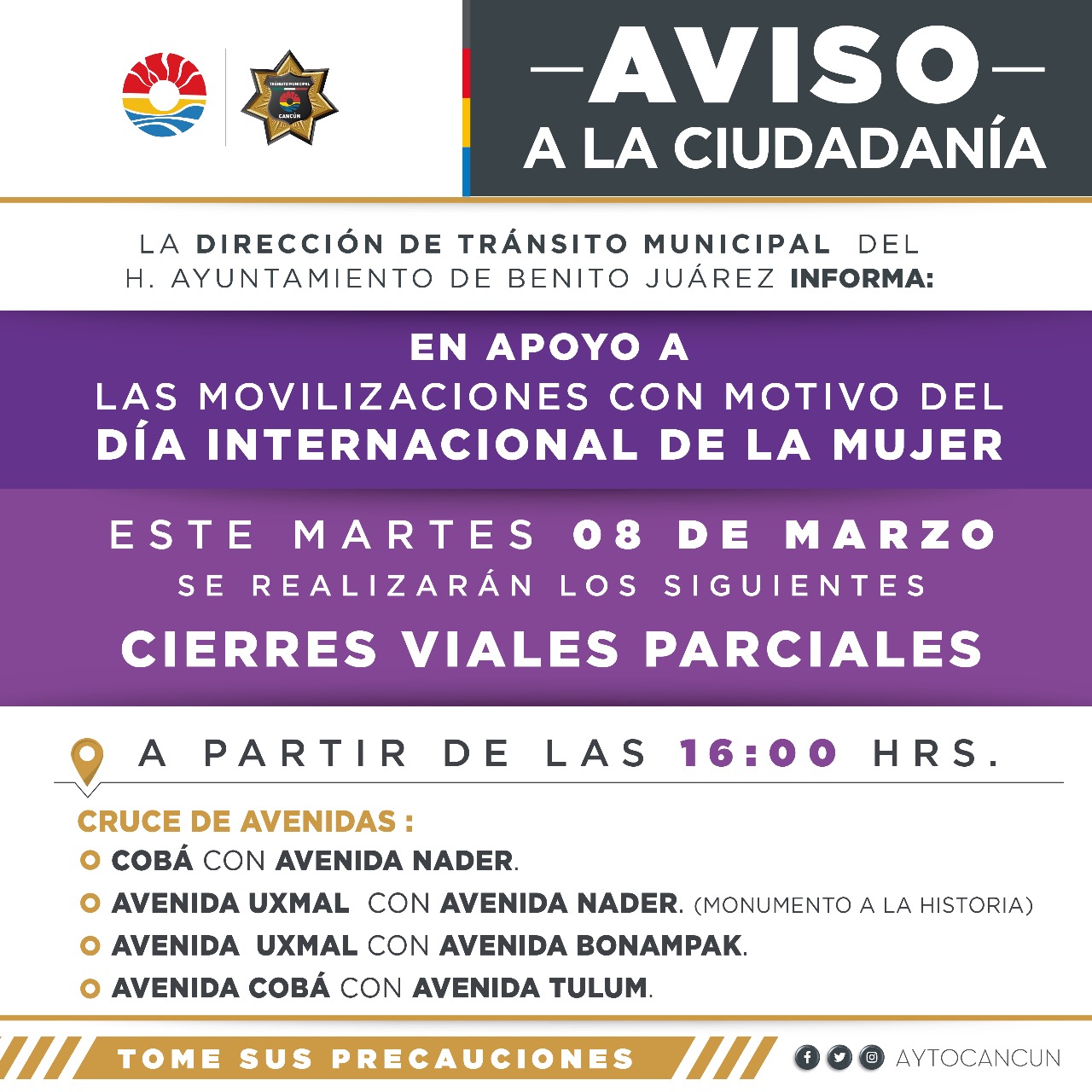 ANUNCIO A LA CIUDADANÍA: CIERRES VIALES PARCIALES