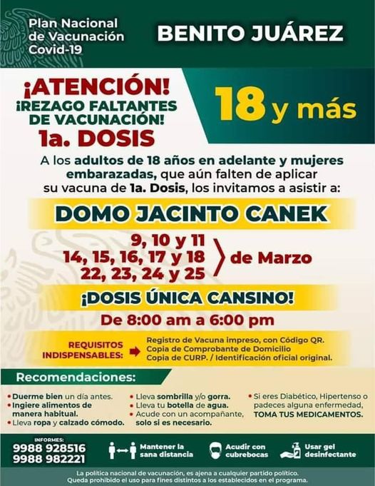 INVITA GOBIERNO DE BJ A JORNADAS DE VACUNACIÓN