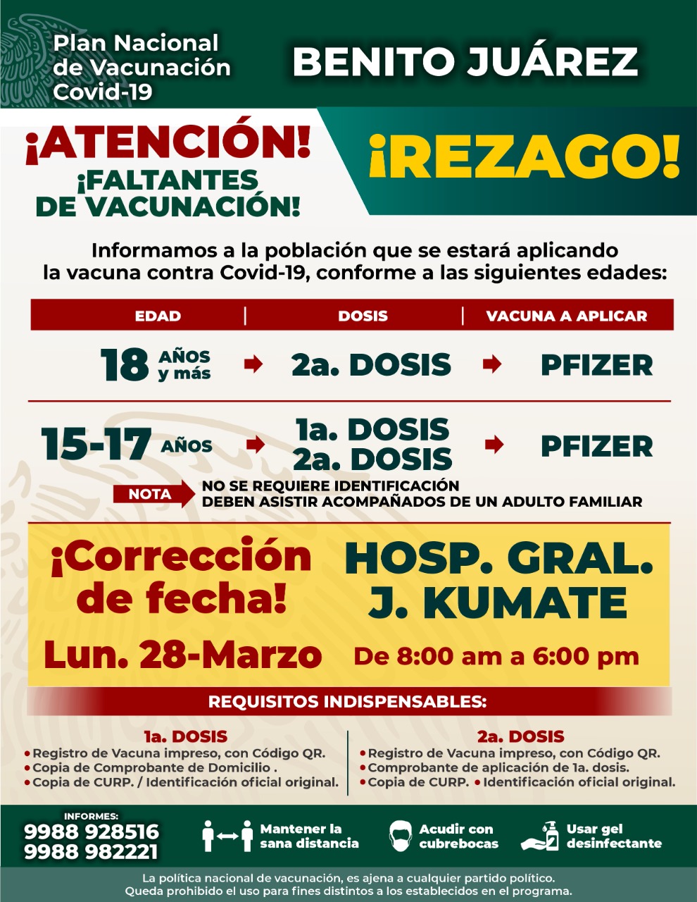 NUEVAS JORNADAS PARA VACUNACIÓN DE REZAGADOS EN CANCÚN