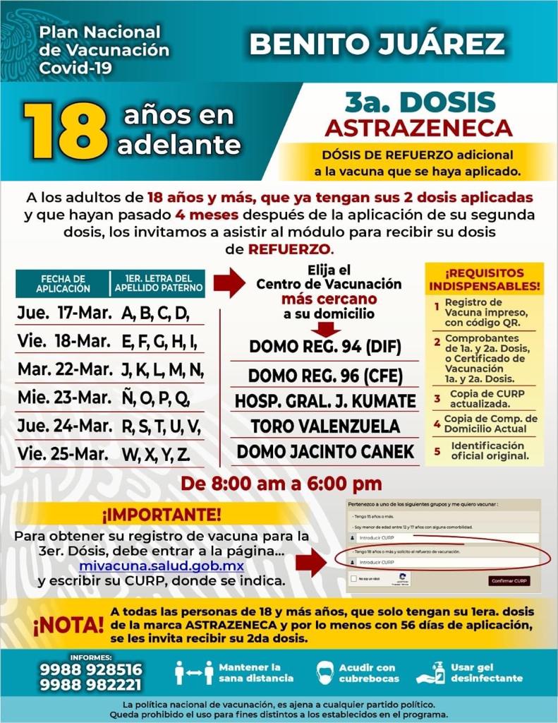 ÚLTIMOS DÍAS PARA VACUNACIÓN DE COVID-19 EN CANCÚN