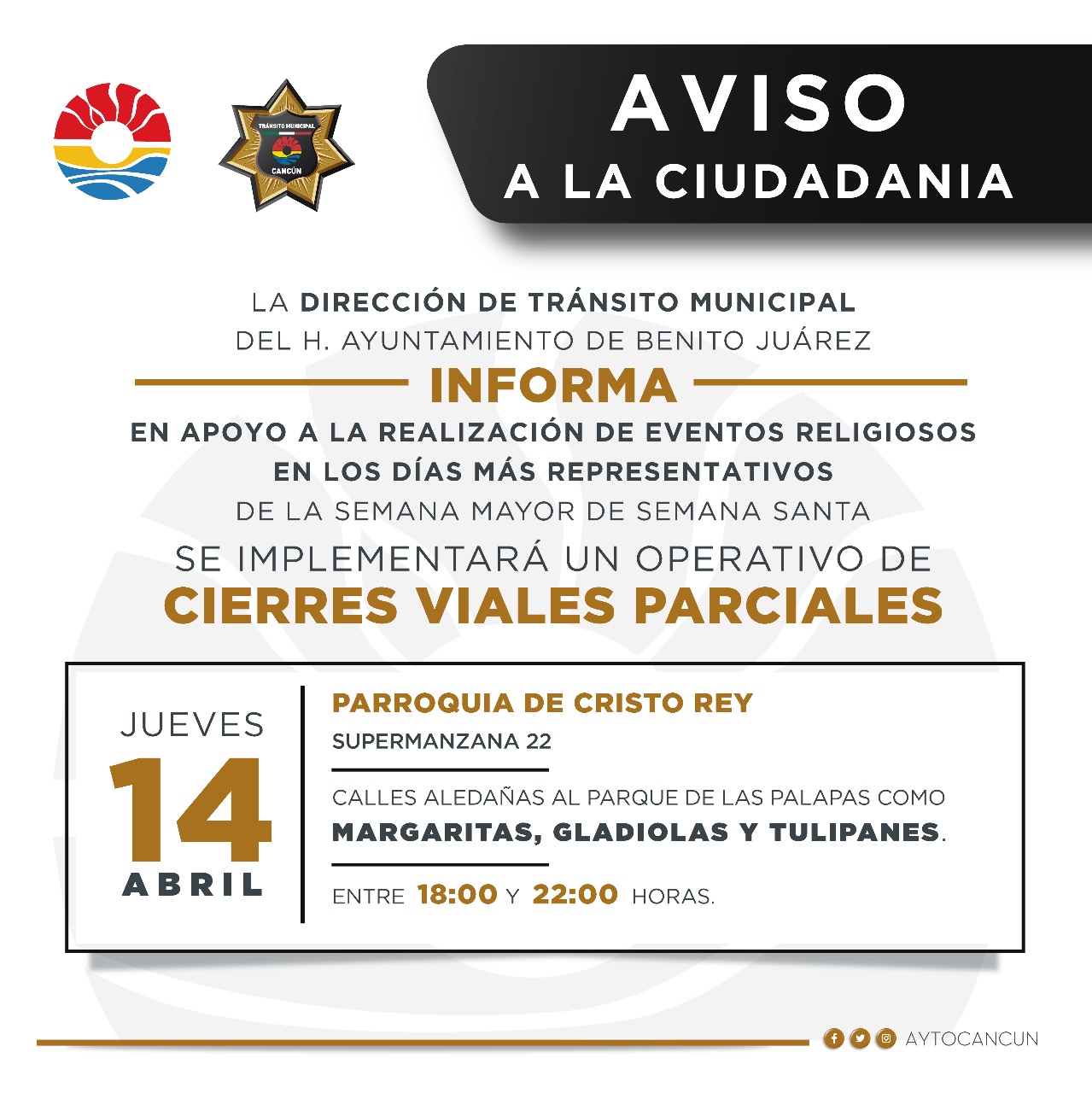 ALISTA TRÁNSITO OPERATIVO VIAL EN APOYO A CELEBRACIONES RELIGIOSAS