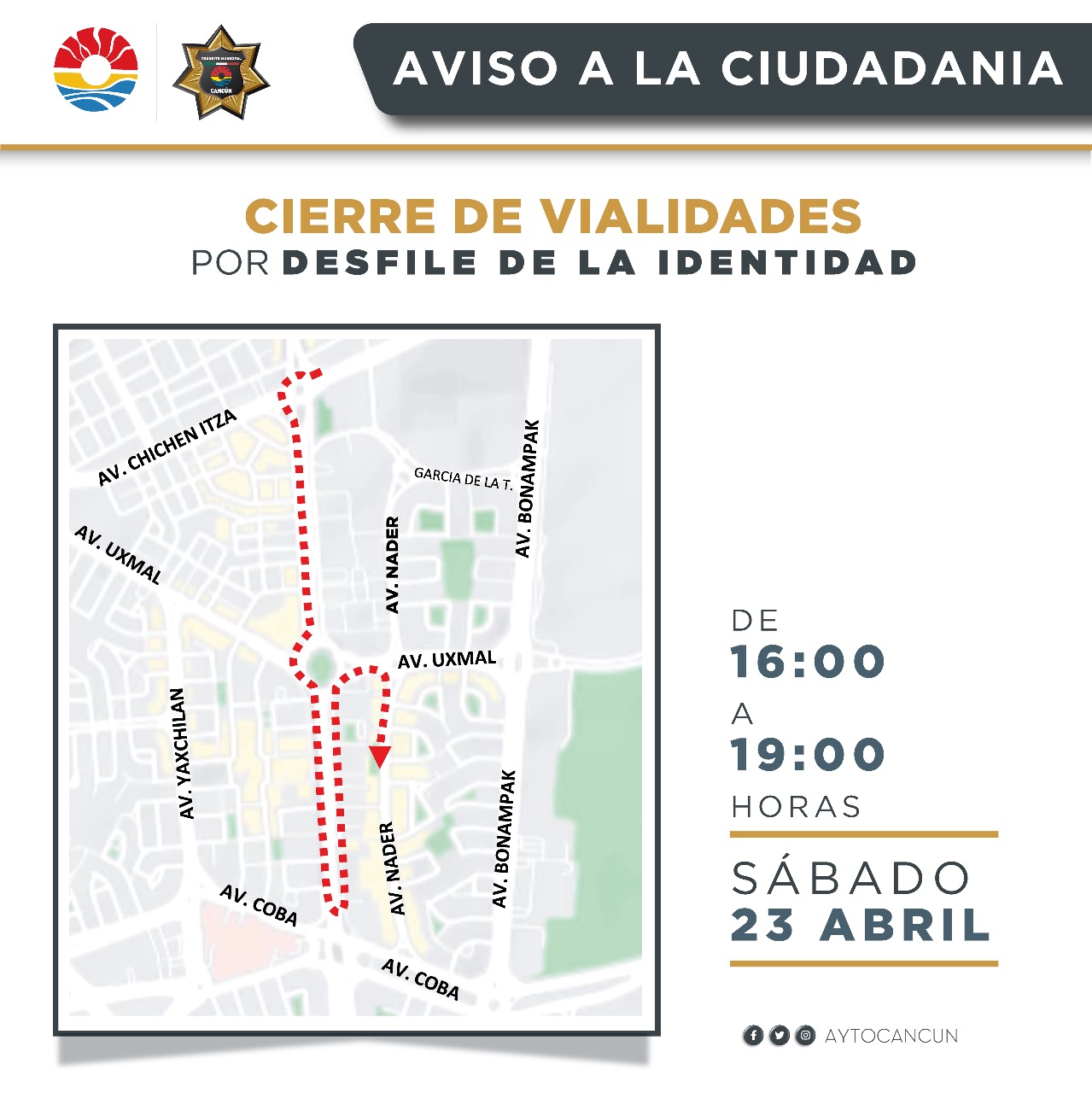 ANUNCIA GOBIERNO MUNICIPAL OPERATIVOS DE SEGURIDAD VIAL POR “DESFILE DE LA IDENTIDAD”