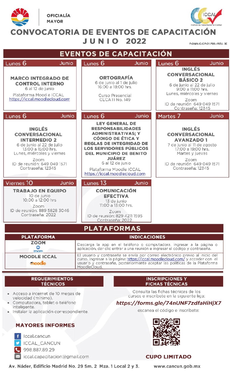 LANZAN EN BJ CALENDARIO DE CAPACITACIÓN JUNIO 2022