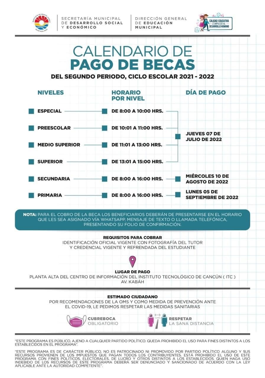 ANUNCIAN PRIMERA FECHA DEL SEGUNDO PAGO DE BECAS DEL CICLO ESCOLAR 2021-2022