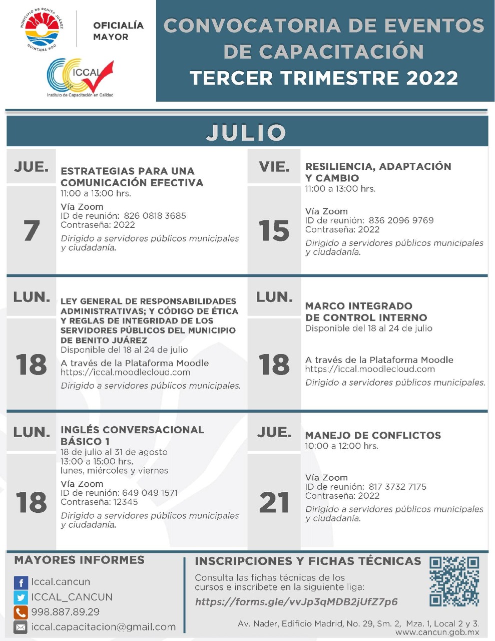 LANZA ICCAL PROGRAMA DE CAPACITACIÓN PARA JULIO 2022