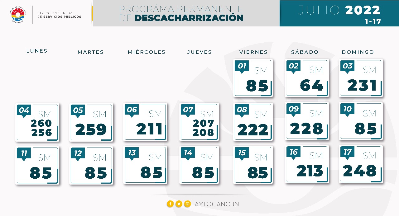 LISTAS JORNADAS DE DESCACHARRIZACIÓN PARA JULIO